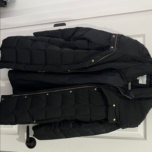 Cole Haan Black Puffer Jacket with Gold Details